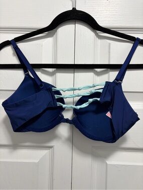 Victoria's Secret Navy Blue Push-Up Bra with Mint Strappy Back